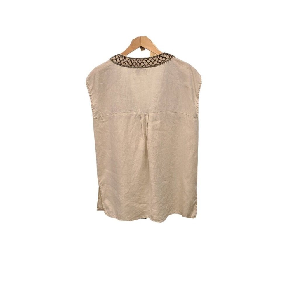Peck & Peck Linen Tunic Womens Size Medium Sleeveless Embroidered Top - Picture 2 of 8